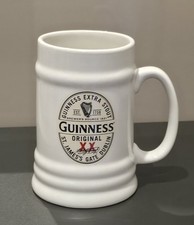 Guinness Extra Stout White Ceramic Tankard St James Gate Dublin Beer Breweriana