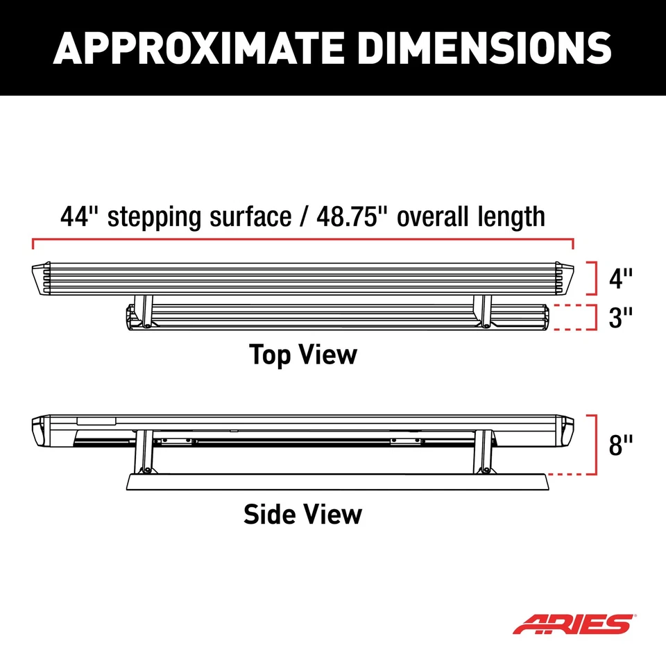 Aries 3034470 ActionTrac 48.75" Retractable Running Boards for Wrangler JK 2-Dr Foto 3 de 4
