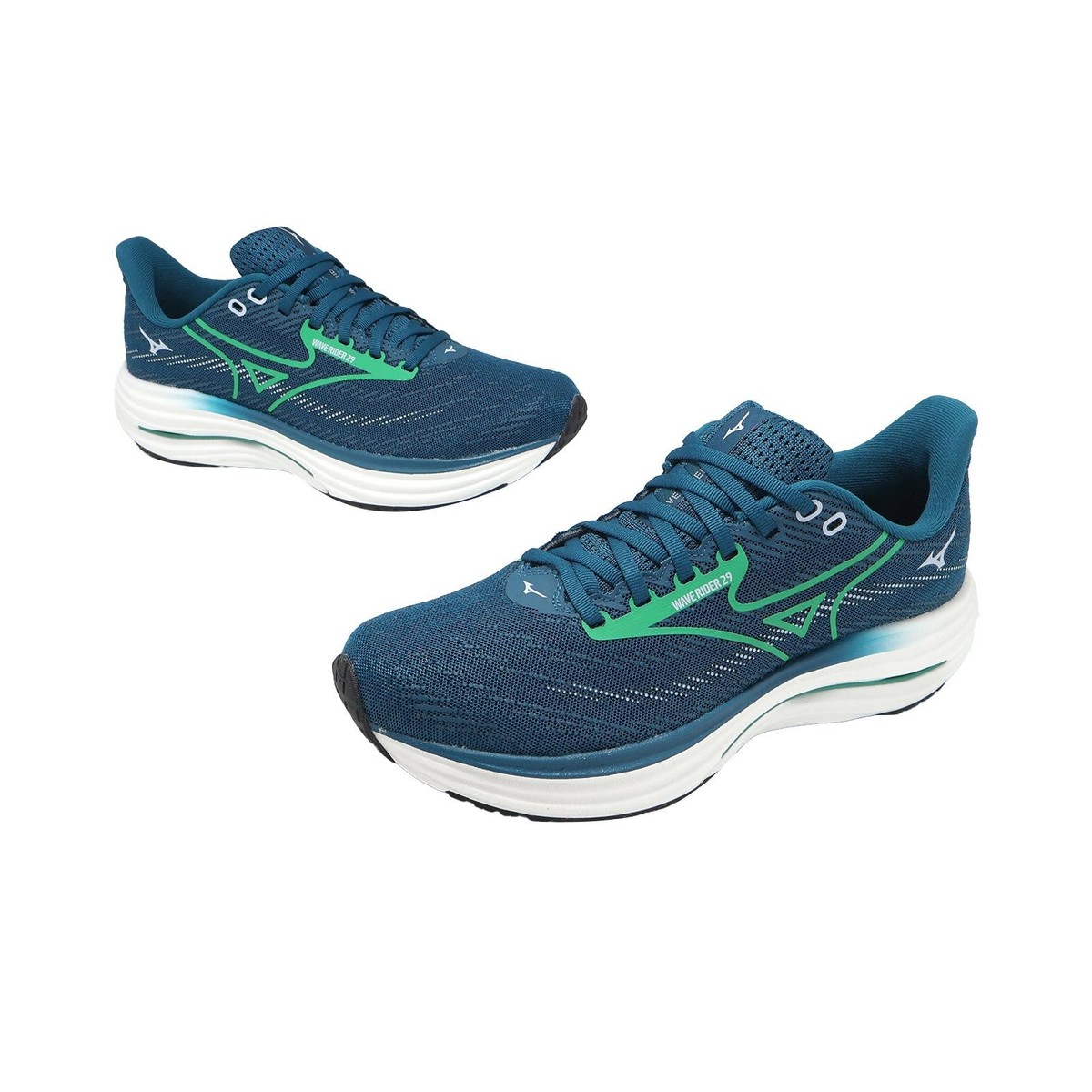 Mizuno Wave Rider 29 Blue Green Men Road Running Jogging Shoes