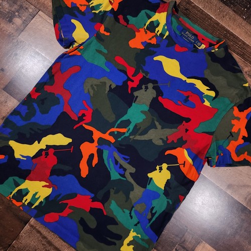 Polo Ralph Lauren Camo Shirt Boys Small Colorful Pony All Over Print - Picture 8 of 11