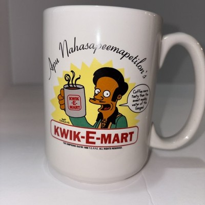 1998 Apu Nahasapeemapetilon Simpsons Fox Promo Mug Kwik E Mart Rare
