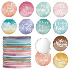 30 PCS 2.76 Inch Inspirational Small Portable Pocket Compact Makeup Mirror