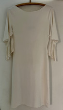 VTG 90's-00’s Moschino Jeans Off White Made in Italy Fringe Sleeve Dress 10