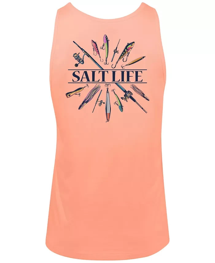 Salt Life Men's Lure Me In Graphic Sleeveless Tank Papaya XL
