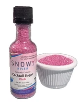Snowy River Pink Cocktail Sugar, Kosher Rimmer, 2oz Bottle, Medium Crystal