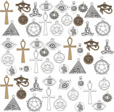 14 Styles Cross Charms, 56Pcs Star of David Yoga Lotus Charms Evil Eye Horse Eye