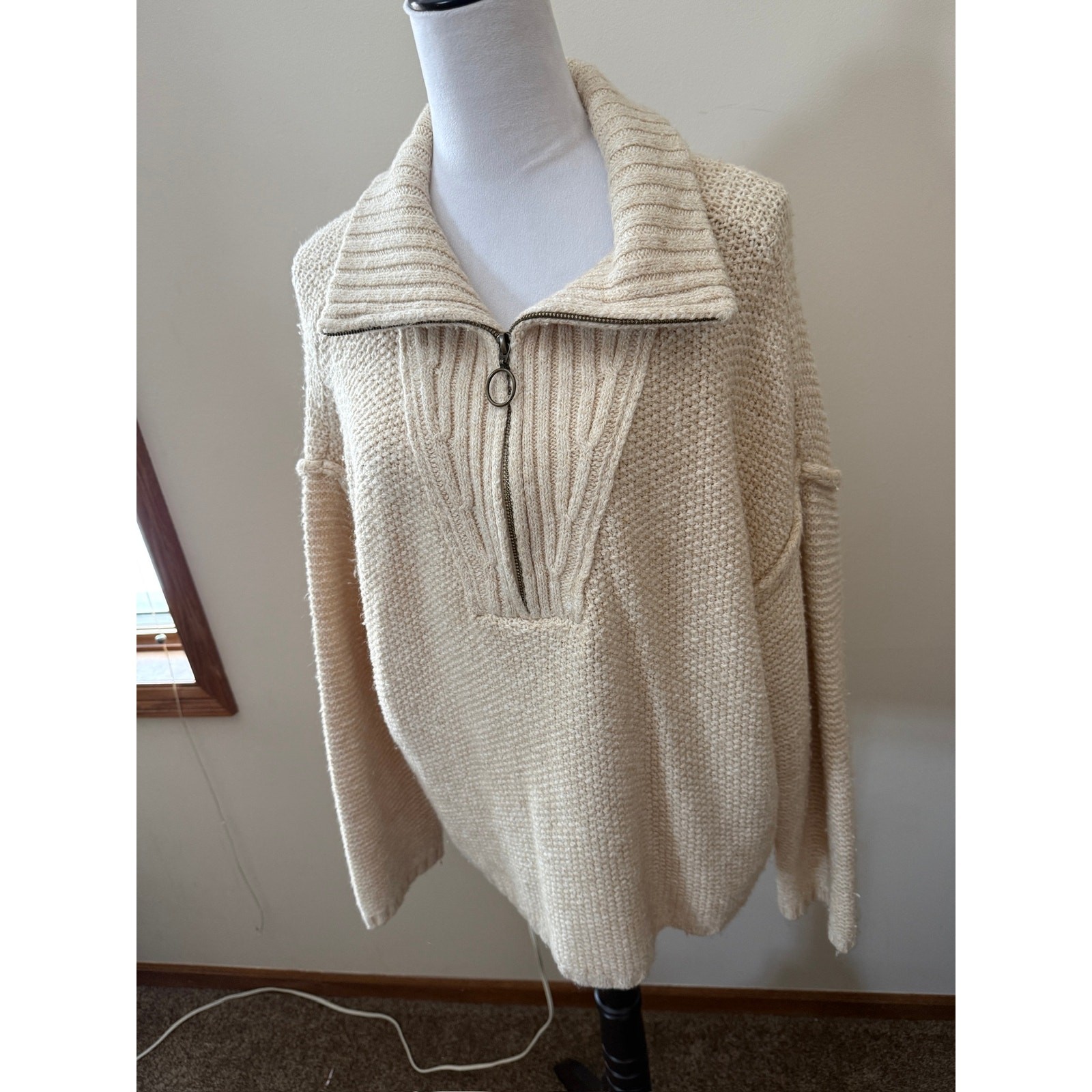 Universal Thread Cream Knit Half Zip Sweater - image 2