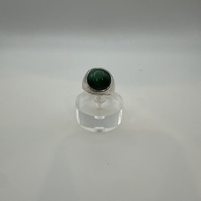 VTG Mexico Sterling Silver 925 Malachite Stone RING In Bezel 15.3 Grams Size 7