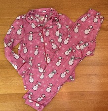 Hatley Pink Snowman Pajama Set for Kids Size 8