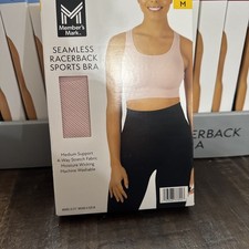 Member's Mark Women's Seamless Racerback Medium Pink Support Sports Bra New