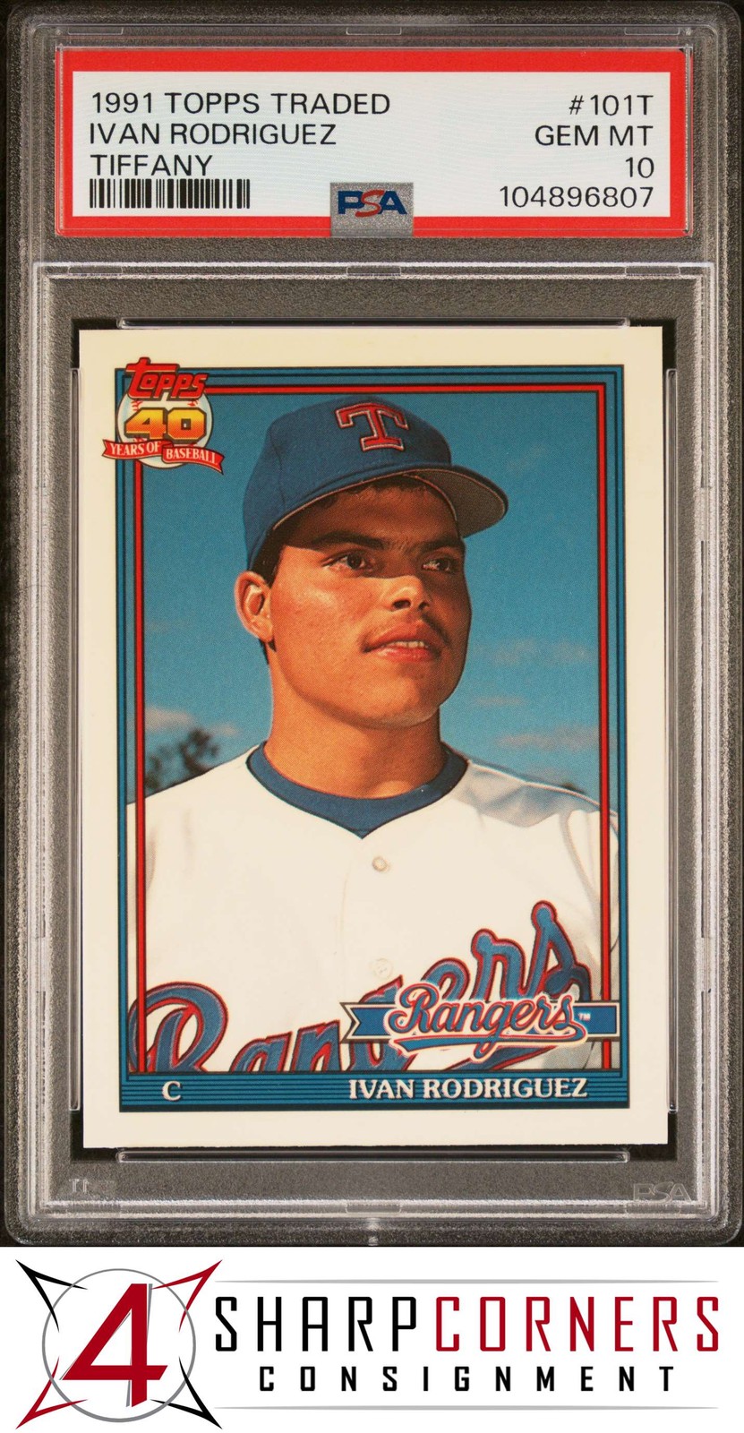 1991 TOPPS TRADED TIFFANY #101T IVAN RODRIGUEZ RC HOF PSA 10