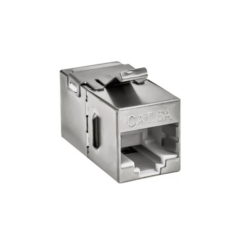 Keystone Verbinder Adapter Kupplung Cat.6A 2xRJ45 Buchse geschirmt Metallgehäuse