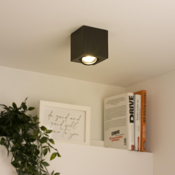 Led Aufbaustrahler Eckig Schwenkbar GU10 5W Warmweiß Dimmbar Schwarz 230V 40°-image