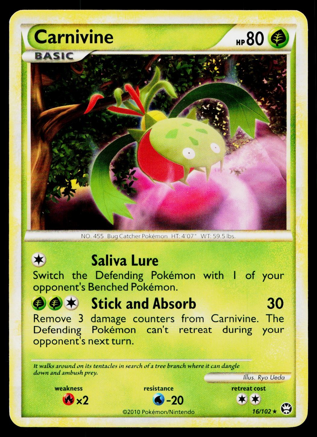 Carnivine 16/102 Rare HGSS Triumphant Pokemon Lightly Played