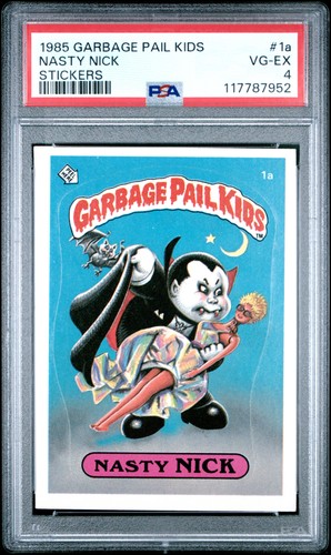 1985 GARBAGE PAIL KIDS STICKERS #1A NASTY NICK PSA 4