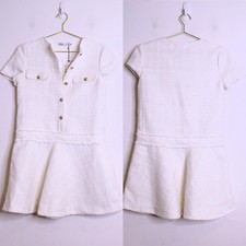 NWT Zara Cream Tweed Short Sleeve Mini Dress - XS