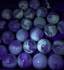 Vintage Smoky Plum Charcoal Marble 7pc LOT 3/4 18 mm Shooter Uranium glass JABO