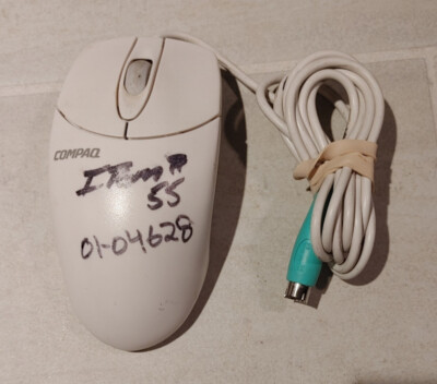Vintage Logitech 3 Button PS/2 Mouse for Compaq M-S48a, Tested Works, some marks