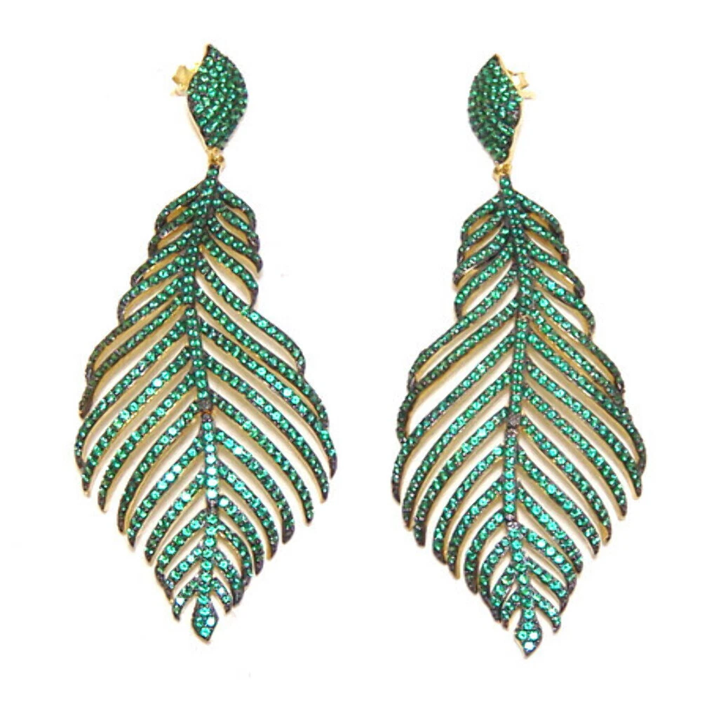 Emerald on sale leaf earrings