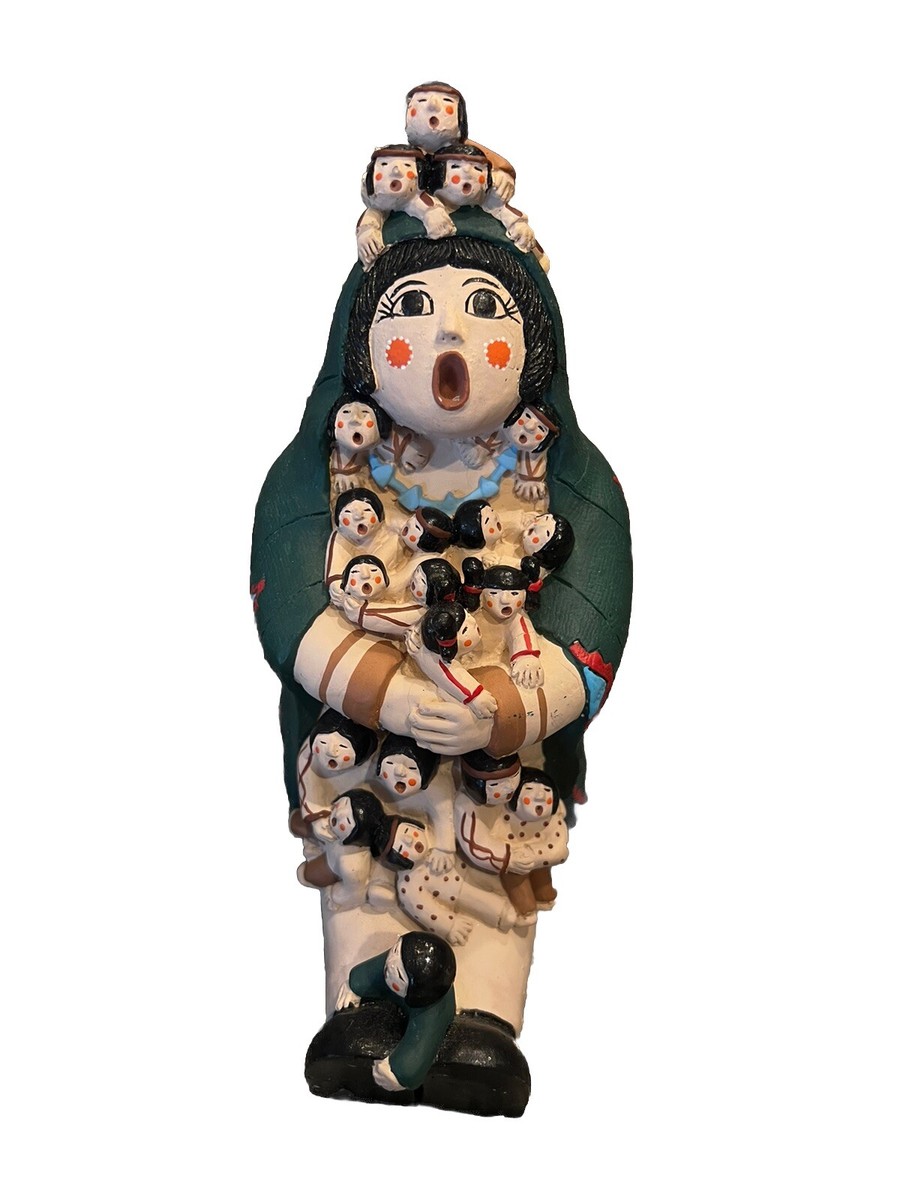 Vintage Native Cochiti Pueblo Storyteller Doll Mother 20 Children