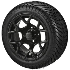 (4) Golf Cart 215/35-12 LSI Elite Low Pro Tires on 12x7 Matte Black Ninja Wheels