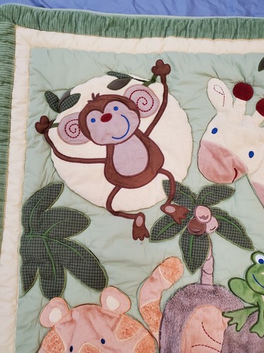 2 Pc Crib Bedding-Jungle Babies Animals Comforter & Dust Ruffle Skirt NoJo - Picture 10 of 11