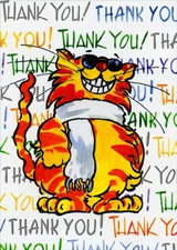 Designer Greetings Orange Cat with White Scarf Funny / Humorous Thank You Card
