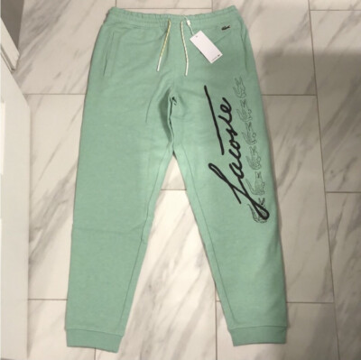 Lacoste Men's Tapered Fit Multi Croc Logo Sweatpants Green Black $125 New