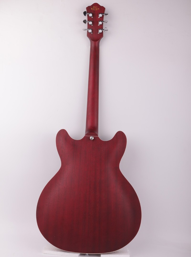 ギター F 6-string electric jazz guitar in Matt Red f hole P90*2