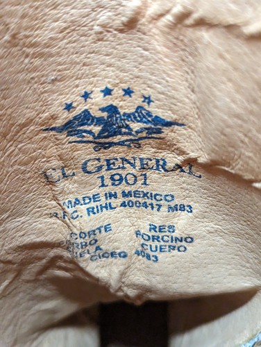 Botas Occidentales El General 1901 Mujer Cuero Puntera Puntera Puntera Hecha en México Talla 7 - Imagen 9 de 10