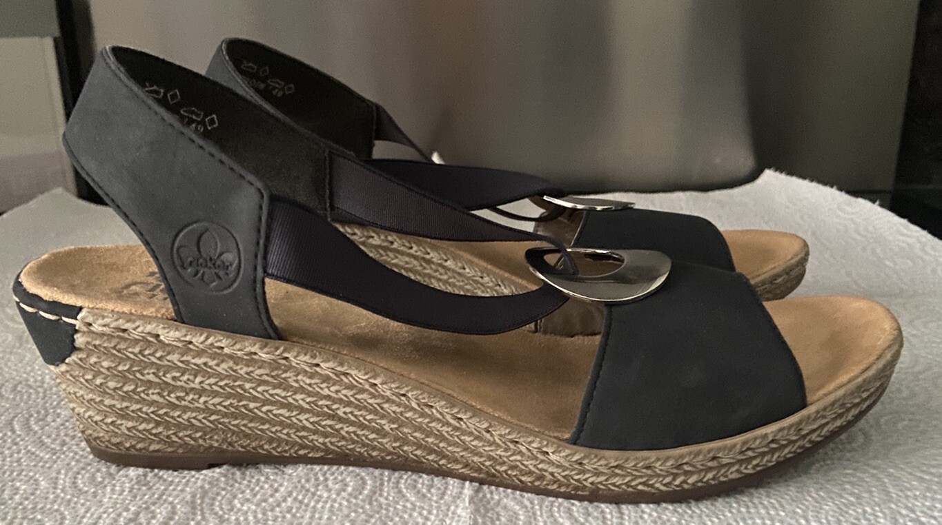 Brand New Ladies Rieker Navy Blue Sandals Size 7 EU 41 eBay
