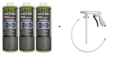 3 x 1 Liter Petec MULTI Unterbodenschutz WAX Wachs Transparent  + UBS Pistole