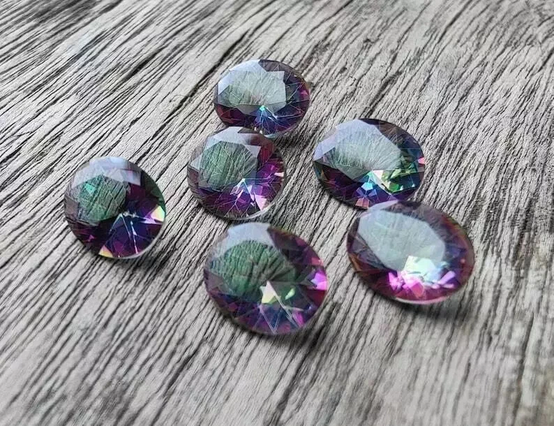 Wholesale Natural Mystic Quartz Oval Faceted Cut Gemstones AAA Grade Stones - Image 3 of 4