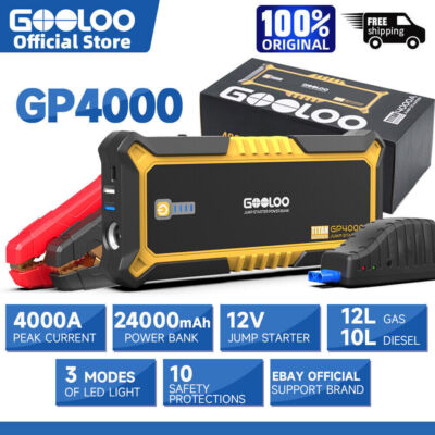 GOOLOO 4000A Car Jump Starter Power Bank Lithium Battery 12V Jump Box Portable