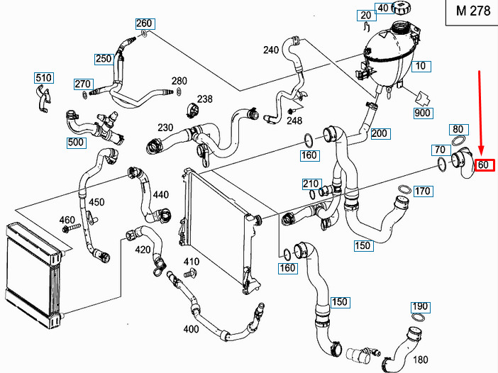 NEU MERCEDES-BENZ E W212 LINKS COOLANT KÜHLERSCHLAUCH A2125014784 