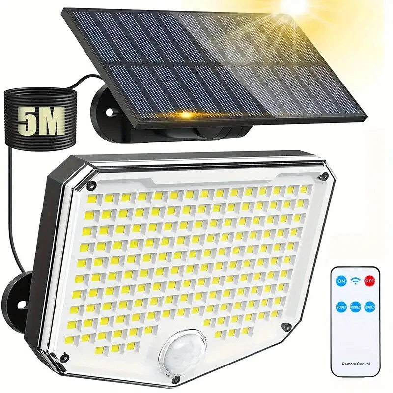 Split Solar Panel Flood Light Outdoor 222 LED Motion Sensor Garden Security Lamp