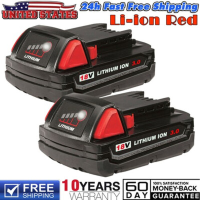 2PACK Battery For Milwaukee M18 Lithium Extended Capacity 3.0 AH 48-11-1828