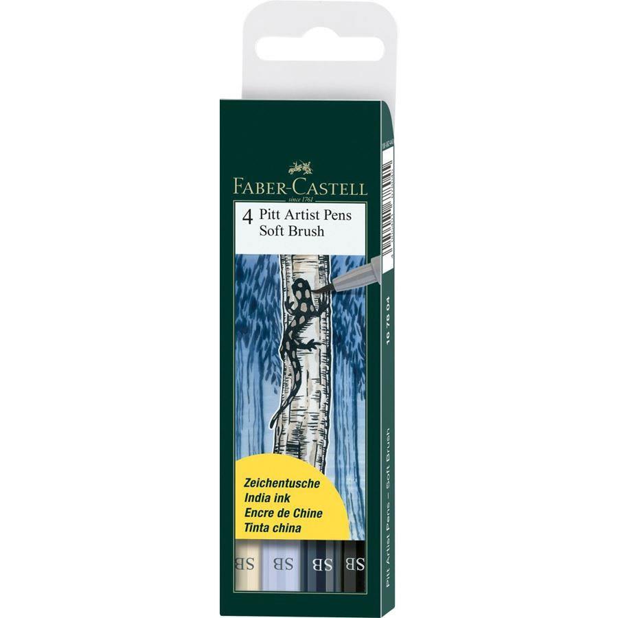 Faber Castell Pitt Artista Penne Morbida Spazzola Grigio Tonalità Set 4pc