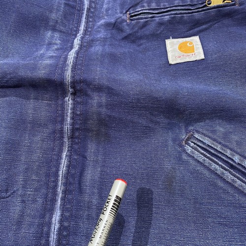 VINTAGE Carhartt Detroit giacca uomo XL BIG blu navy coperta in tela d'anatra foderata - Foto 6 di 15