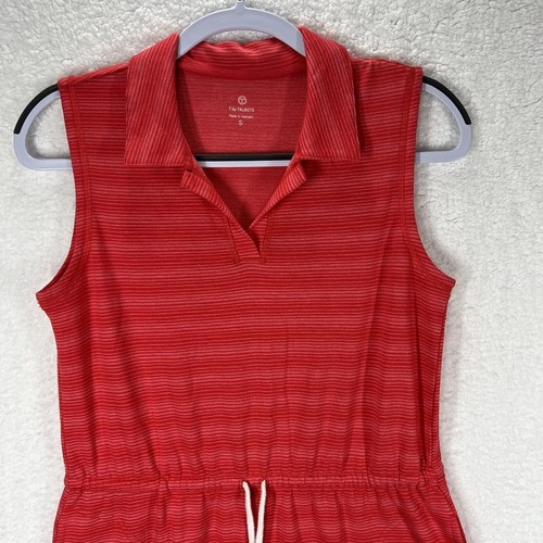 Talbots Jumpsuit Romper Womens Small Red Sleeveless Drawstring Polo Dress - Picture 3 of 12