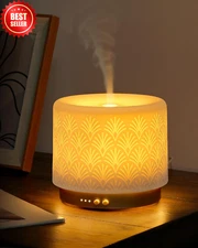 Ceramic Essential Oil Diffuser 280ml Ultrasonic Mist Auto Shut-Off for Home Spa