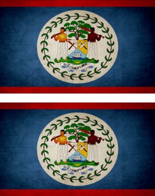 2X Vintage Worn Flag Sticker BH BELIZE