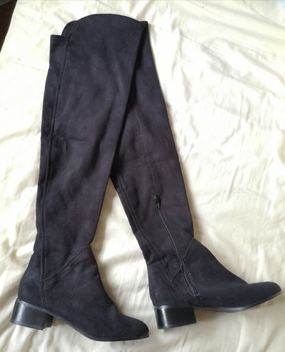 Knee Thigh High Black Suede Boots Size 