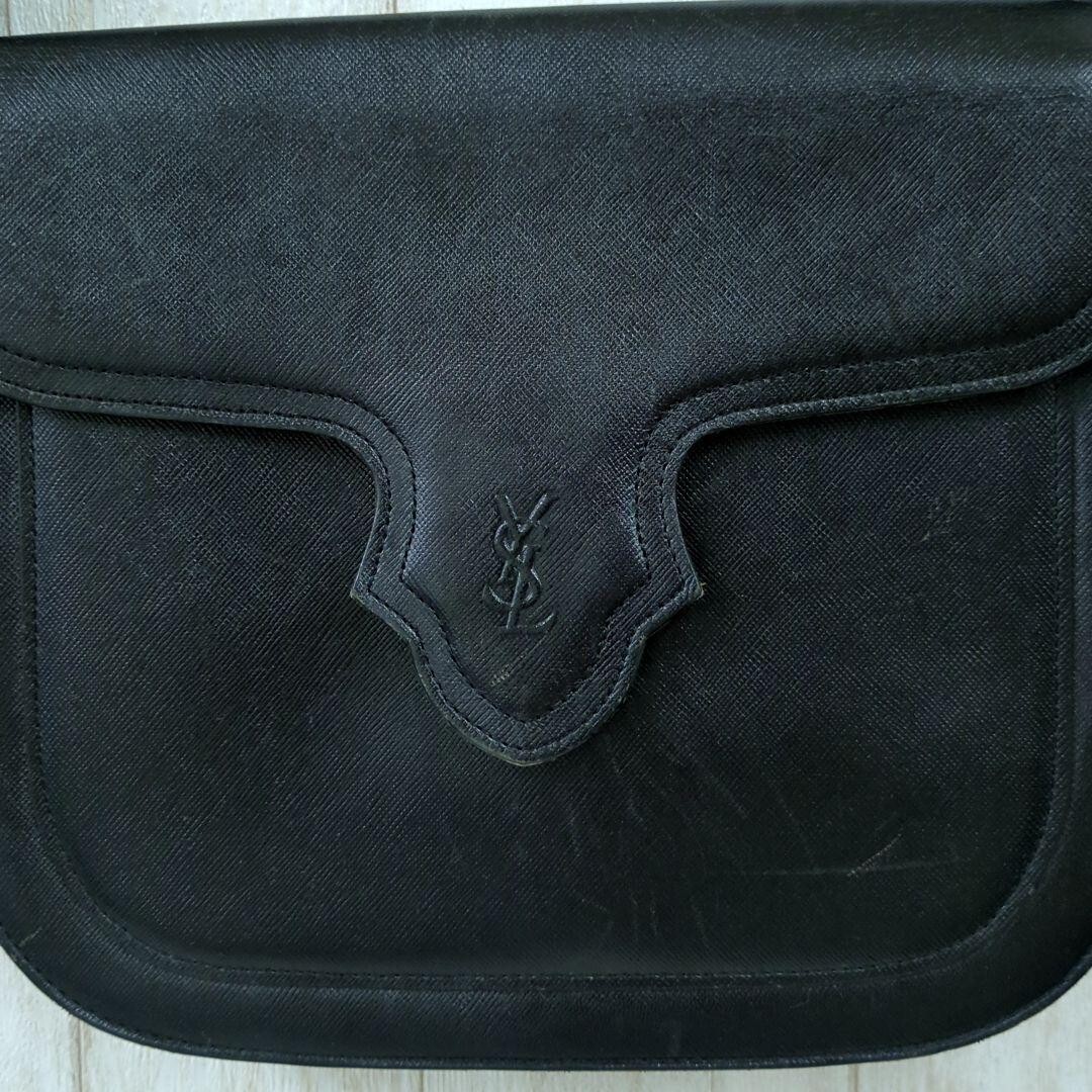 Borsa a tracolla YVES SAINT LAURENT YSL logo pelle nera donna dal Giappone JP!!!!!