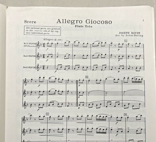 Allegro Giocoso ~ Flute Trio ~ Joseph Haydn ~ arr. Acton Ostling - Picture 2 of 2