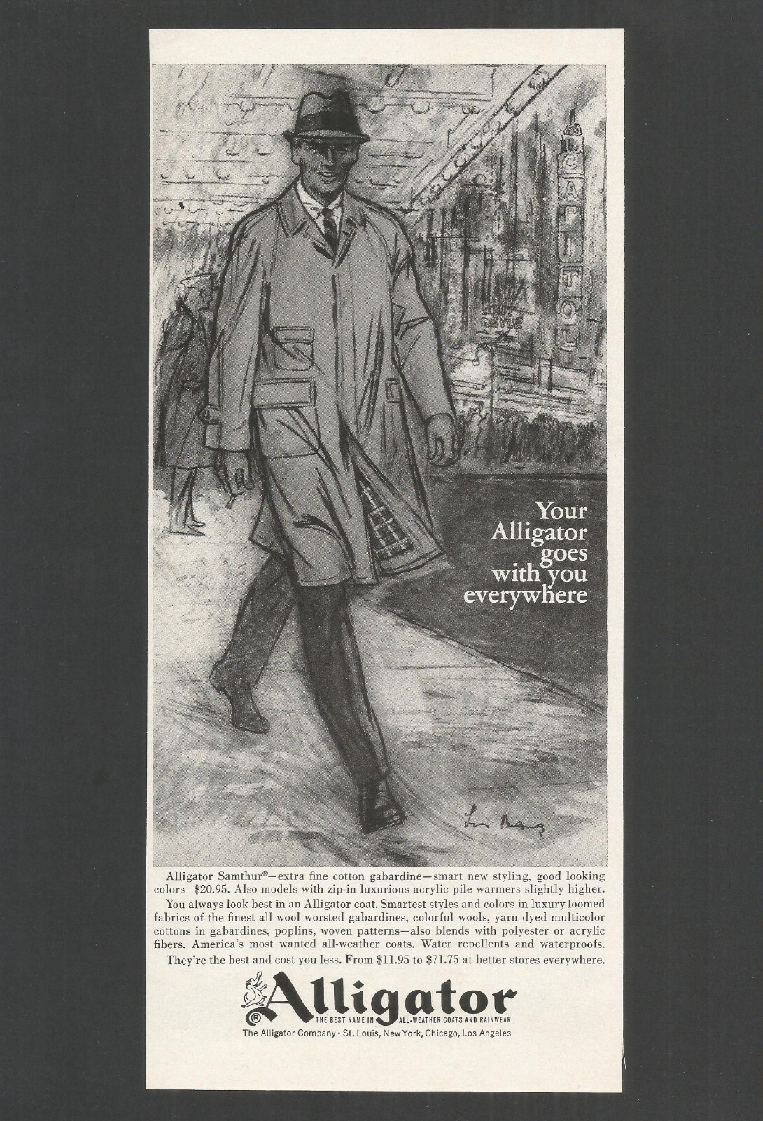 ALLIGATOR AllWeather Coats and Rainwear 1963 Vintage Print Ad eBay