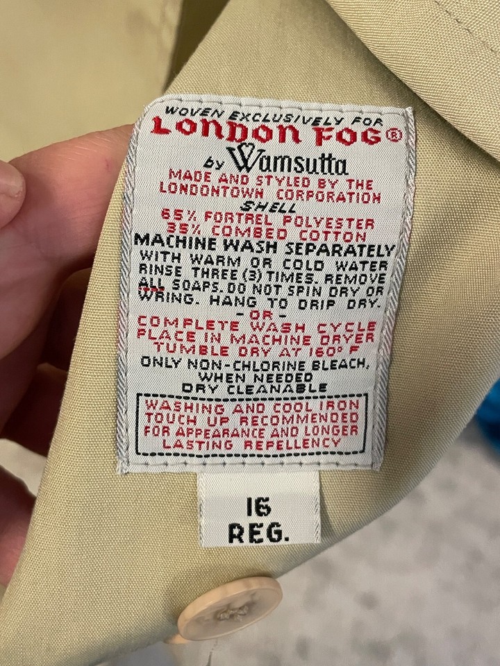 Vintage LONDON FOG Trench COAT Belted Raincoat Ladies Size 16 Khaki