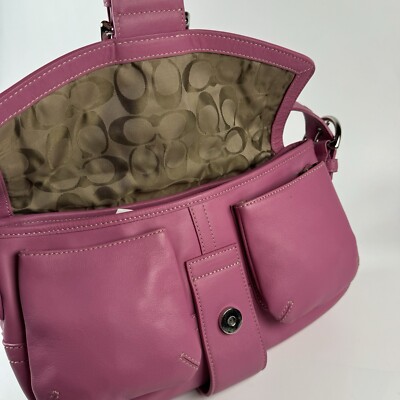 バッグ Coach handbag soho Turnrock leather pink COACH handbag Soho pink canvas leather XY95 | eBay