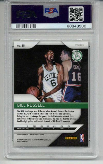 2018 PANINI PRIZM SILVER PRIZM #21 BILL RUSSELL CARD CELTICS PSA 10 LOW POP RARE view 2