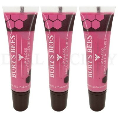Burt's Bees 100% Natural Moisturizing Lip Gloss Punch of Pink 0.5oz Lot of 3